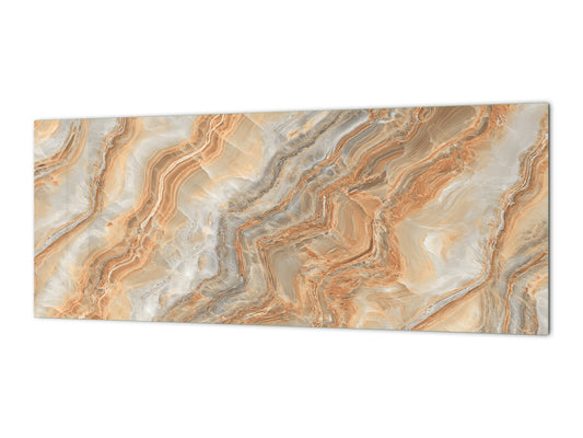 Design glass backsplash - Tempered Glass with or without magnetic properties Marbles 1 Series: Swirls of orange marble