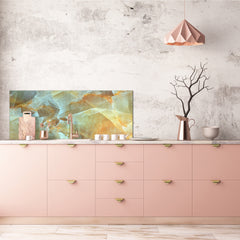 Design glass backsplash - Tempered Glass with or without magnetic properties Marbles 1 Series: Amber onyx