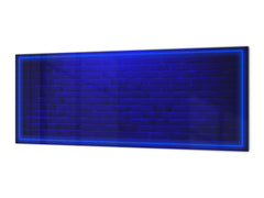 Toughened printed glass backsplash - Kitchen wall panel: Textures and tiles 1 Series Oxidized copper ornament: Neon light