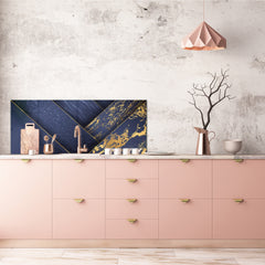 Stylish glass backsplash - Photo glass upstand w/wo magnetic properties - Decorative Surfaces Series: Luxury blue panels