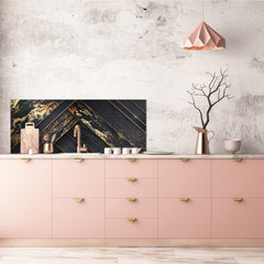 Stylish glass backsplash - Photo glass upstand w/wo magnetic properties - Decorative Surfaces Series: Luxury black panels