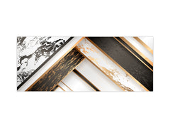 Stylish glass backsplash - Photo glass upstand w/wo magnetic properties - Decorative Surfaces Series: Black and white interwoven with gold 1