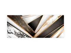 Stylish glass backsplash - Photo glass upstand w/wo magnetic properties - Decorative Surfaces Series: Black and white interwoven with gold 2