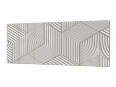 Stylish glass backsplash - Photo glass upstand w/wo magnetic properties - Decorative Surfaces Series: White hexagons