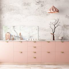 Contemporary glass kitchen panel - Wide format wall backsplash Marbles 2 Series: White marble design