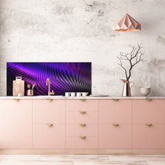 Contemporary glass kitchen panel - Wide format wall backsplash with or without magnetic properties - Colourful Variety Series: Purple fabric 2