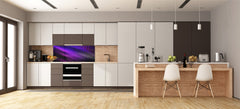 Contemporary glass kitchen panel - Wide format wall backsplash with or without magnetic properties - Colourful Variety Series: Purple fabric 2