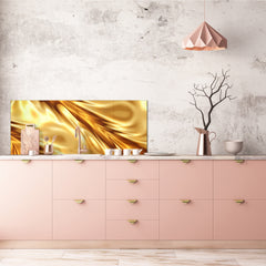 Design glass backsplash - Tempered Glass splashback - Golden Waves Series: Luxury fabric 2