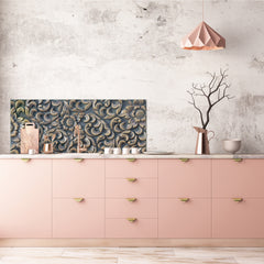Stylish glass backsplash - Photo glass upstand w/wo magnetic properties - Decorative Surfaces Series: Wooden flowers