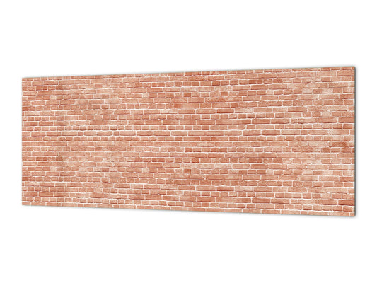 Toughened printed glass backsplash - Kitchen wall panel: Textures and tiles 1 Series Oxidized copper ornament: Vintage red brick texture