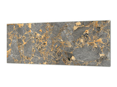 Contemporary glass kitchen panel - Wide format wall backsplash Marbles 2 Series: Agate interwoven with gold