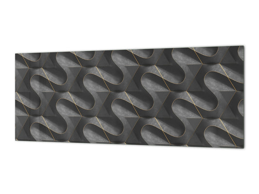 Stylish glass backsplash - Photo glass upstand w/wo magnetic properties - Decorative Surfaces Series: Black waves