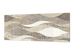 Printed glass horizontal splashback - Tempered Glass Wall Panel Cities Series BBS22: Vintage leaves and patterns Series: Versatile tile pattern