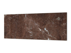 Contemporary glass kitchen panel - Wide format wall backsplash Marbles 2 Series: Polished brown stone