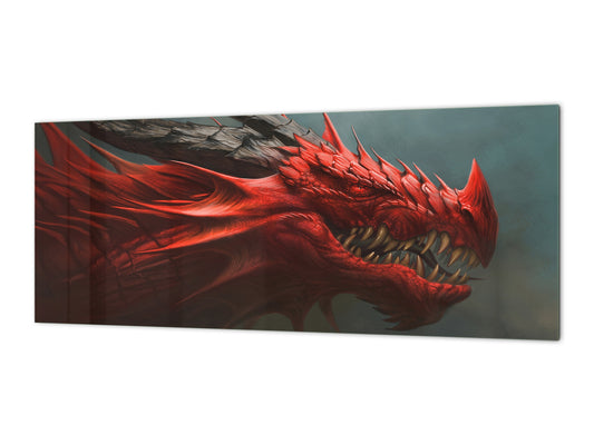 Wide format Wall panel - Design backsplash - Abstract Graphics Series: Fierce dragon