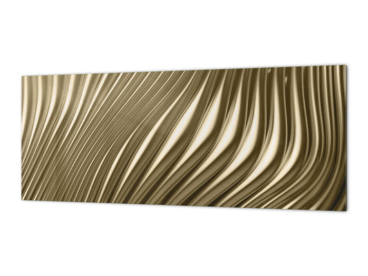 Design glass backsplash - Tempered Glass splashback - Golden Waves Series: Golden metal strips