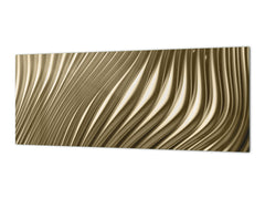 Design glass backsplash - Tempered Glass splashback - Golden Waves Series: Golden metal strips