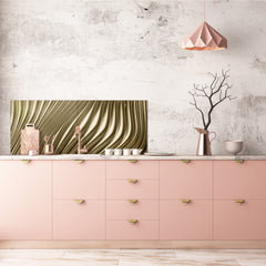 Design glass backsplash - Tempered Glass splashback - Golden Waves Series: Golden metal strips