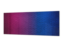 Toughened printed glass backsplash - Kitchen wall panel: Textures and tiles 1 Series Oxidized copper ornament: Club brick wall