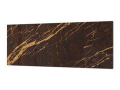 Contemporary glass kitchen panel - Wide format wall backsplash Marbles 2 Series: Abstract brown