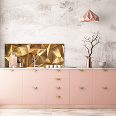 Design glass backsplash - Tempered Glass splashback - Golden Waves Series: Stylish triangles