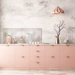 Printed glass horizontal splashback - Tempered Glass Wall Panel Cities Series BBS22: Vintage leaves and patterns Series: Tropical palm leaves