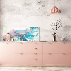 Contemporary glass kitchen panel - Wide format wall backsplash Colourful abstractions Series: Abstract fluid art