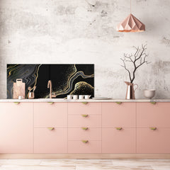 Contemporary glass kitchen panel - Wide format wall backsplash Colourful abstractions Series: Glossy waves