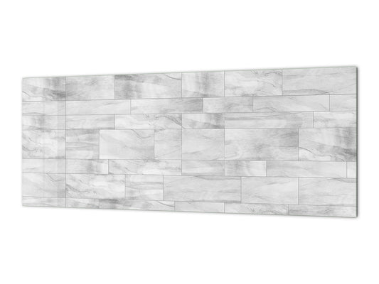 Toughened printed glass backsplash - Kitchen wall panel: Textures and tiles 1 Series Oxidized copper ornament: Grey irregularity 2