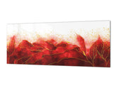 Design glass backsplash - Tempered Glass with or without magnetic properties Marbles 1 Series: Red marble leaves