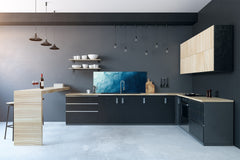 Stunning glass wall art - Wide format wall backsplash Rusted textures Series: Thorny waves