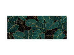Stunning glass wall art - Wide format kitchen backsplash with and without metal back-coating - Tropical Leaves Series: Art deco wallpaper 1