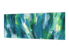 Printed glass horizontal splashback - Tempered Glass Wall Panel Cities Series BBS22: Vintage leaves and patterns Series: Colourful paint brushes