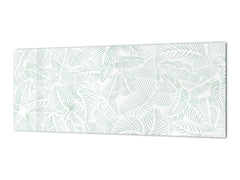 Printed glass horizontal splashback - Tempered Glass Wall Panel Cities Series BBS22: Vintage leaves and patterns Series: Abstract leave background