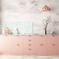 Printed glass horizontal splashback - Tempered Glass Wall Panel Cities Series BBS22: Vintage leaves and patterns Series: Abstract leave background