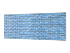 Toughened printed glass backsplash - Kitchen wall panel: Textures and tiles 1 Series Oxidized copper ornament: Blue ice texture