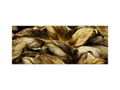 Stunning glass wall art - Wide format kitchen backsplash with and without metal back-coating - Tropical Leaves Series: Precious leaves