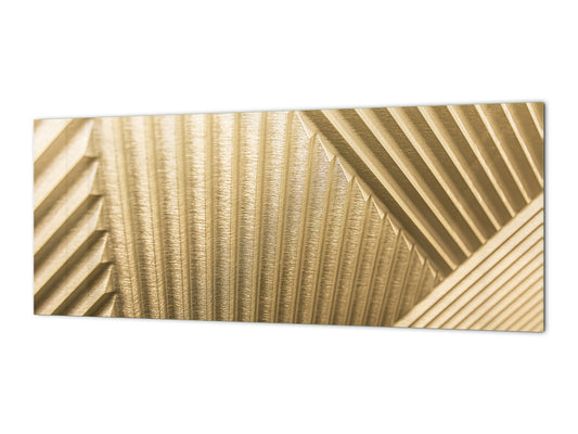 Design glass backsplash - Tempered Glass splashback - Golden Waves Series: Golden art deco