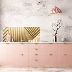 Design glass backsplash - Tempered Glass splashback - Golden Waves Series: Golden art deco