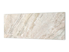 Contemporary glass kitchen panel - Wide format wall backsplash Marbles 2 Series: Beige breccia marble