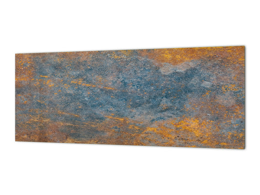 Stunning glass wall art - Wide format wall backsplash Rusted textures Series: Oxidized colorful surface