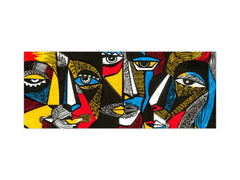 Toughened printed glass backsplash - Kitchen wall splashback will or without magnetic properties - Paintings Series: Surreal coloured faces