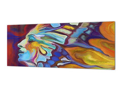 Toughened printed glass backsplash - Kitchen wall splashback will or without magnetic properties - Paintings Series: Abstract human portrait