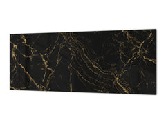 Contemporary glass kitchen panel - Wide format wall backsplash Marbles 2 Series: Golden patterns