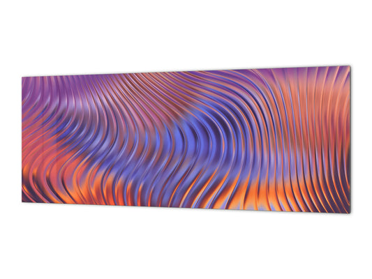 Contemporary glass kitchen panel - Wide format wall backsplash with or without magnetic properties - Colourful Variety Series: Colorful wavy design 1