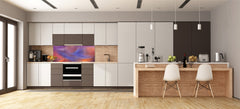 Contemporary glass kitchen panel - Wide format wall backsplash with or without magnetic properties - Colourful Variety Series: Colorful wavy design 1