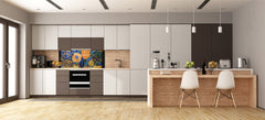 Toughened printed glass backsplash - Kitchen wall splashback will or without magnetic properties - Paintings Series: Abstract painting composition