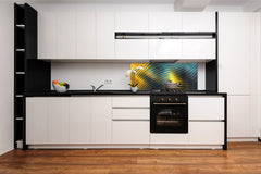 Contemporary glass kitchen panel - Wide format wall backsplash with or without magnetic properties - Colourful Variety Series: Colorful wavy design 2