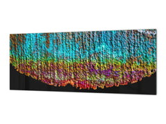 Stunning glass wall art - Wide format wall backsplash Rusted textures Series: Oxidized copper abstraction