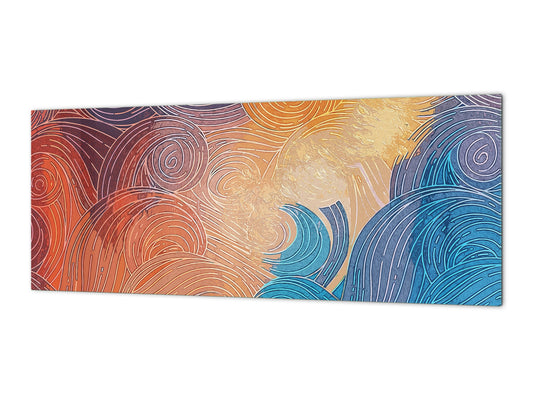 Toughened printed glass backsplash - Kitchen wall splashback will or without magnetic properties - Paintings Series: Impressionist sky 2